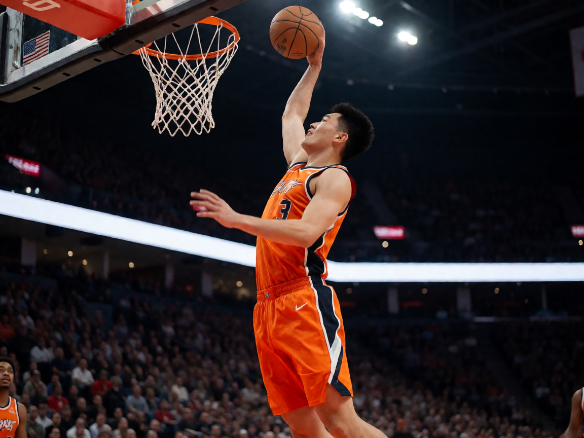 NBA篮球比赛中球员扣篮的精彩瞬间，展现职业篮球竞技魅力
