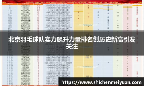 北京羽毛球队实力飙升力量排名创历史新高引发关注